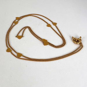 French 18K Yellow Gold Love Heart Link Chain Necklace