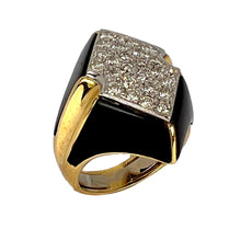 Load image into Gallery viewer, Onyx Diamond 18 Karat Yellow Gold Cocktail Ring
