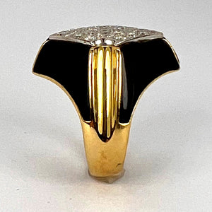 Onyx Diamond 18 Karat Yellow Gold Cocktail Ring