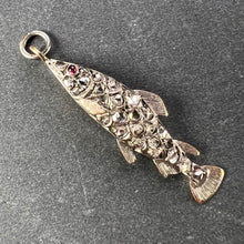 Load image into Gallery viewer, Antique 18K Rose Gold Silver Ruby Diamond Fish Charm Pendant

