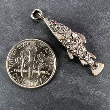 Load image into Gallery viewer, Antique 18K Rose Gold Silver Ruby Diamond Fish Charm Pendant
