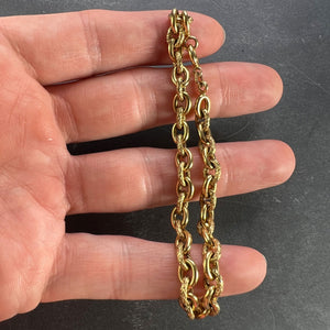 18 Karat Yellow Gold Textured Cable Link Bracelet