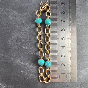 18 Karat Yellow Gold Turquoise Link Bracelet