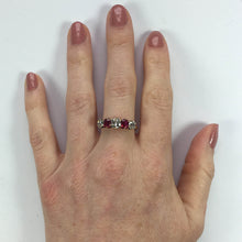 Load image into Gallery viewer, Edwardian Burmese Red Ruby White Diamond Five-Stone Engagement Ring
