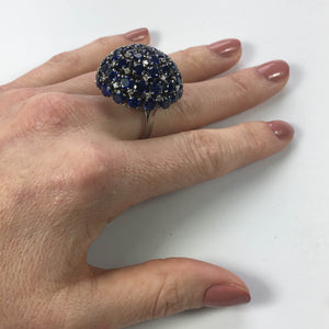 Sapphire Diamond Bombe Cocktail Ring