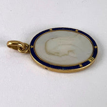 Load image into Gallery viewer, French Virgin Mary 18K Yellow Gold Mother of Pearl Enamel Charm Pendant
