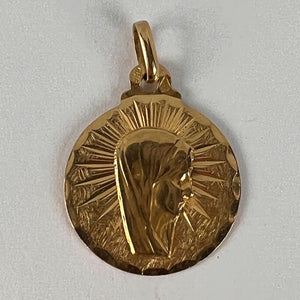 French Virgin Mary 18K Yellow Gold Charm Pendant