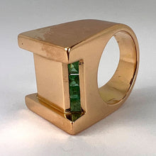 Load image into Gallery viewer, French Marin Paris Green Emerald 18 Karat Yellow Gold Tank Pinky Ring
