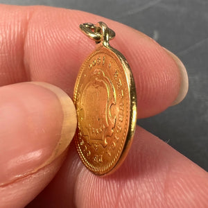 Costa Rica Dos Colones Coin 22K Yellow Gold Charm Pendant