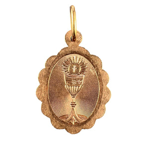 French Holy Chalice 18K Rose Gold Charm Pendant