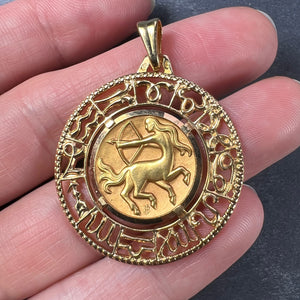 French Sagittarius Zodiac 18K Yellow Gold Charm Pendant