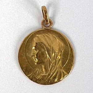 French Virgin Mary 18K Yellow Gold Pendant Charm