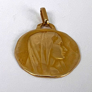 French Perroud Virgin Mary 18K Yellow Gold Charm Pendant
