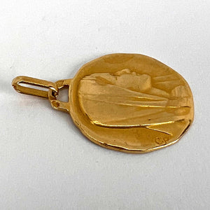 French Perroud Virgin Mary 18K Yellow Gold Charm Pendant