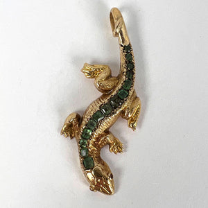 Salamander Lizard 18K Yellow Gold Emerald Ruby Pendant