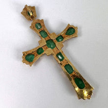 Load image into Gallery viewer, Large Italian Cross 18K Yellow Gold Emerald Pendant
