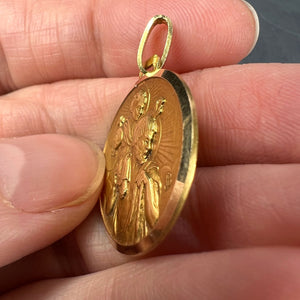 French Saint Christopher 18K Yellow Gold Charm Pendant