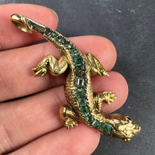 Load image into Gallery viewer, Salamander Lizard 18K Yellow Gold Emerald Ruby Pendant
