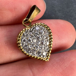 Italian Love Heart 18K Yellow White Gold Diamond Charm Pendant