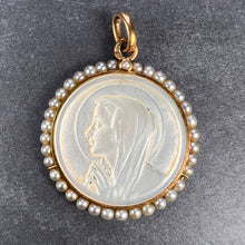 Load image into Gallery viewer, French Virgin Mary Mother of Pearl 18K Yellow Gold Pearl Charm Pendant
