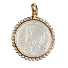 Load image into Gallery viewer, French Virgin Mary Mother of Pearl 18K Yellow Gold Pearl Charm Pendant
