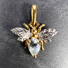 Load image into Gallery viewer, French Honey Bee Aquamarine 18K Yellow White Gold Charm Pendant

