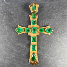 Load image into Gallery viewer, Large Italian Cross 18K Yellow Gold Emerald Pendant
