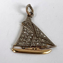 Load image into Gallery viewer, Yacht 14K Yellow Gold Platinum Diamond Charm Pendant
