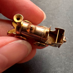 Steam Train Engine 9K Yellow Gold Charm Pendant