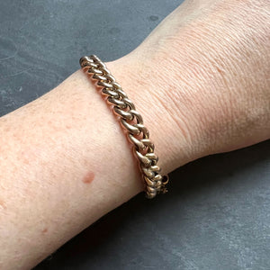 9K Rose Gold Curb Link Bracelet with Heart Padlock Clasp