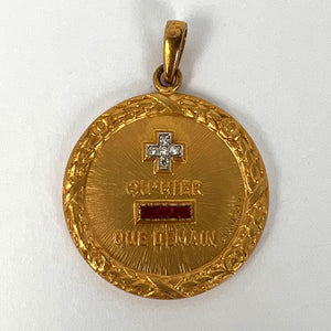 Augis French Plus Hier Ruby Diamond 18K Yellow Gold Plated Love Charm Pendant