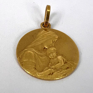 French Sellier Madonna and Child 18K Yellow Gold Charm Pendant