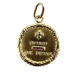 Augis French Plus Hier Ruby Diamond 18K Yellow Gold Love Charm Pendant