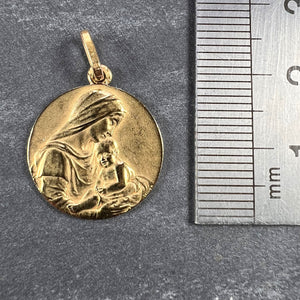 French Sellier Madonna and Child 18K Yellow Gold Charm Pendant