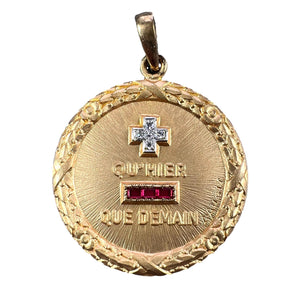 Augis French Plus Hier Ruby Diamond 18K Yellow Gold Plated Love Charm Pendant