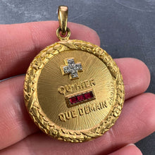 Load image into Gallery viewer, Augis French Plus Hier Ruby Diamond 18K Yellow Gold Plated Love Charm Pendant
