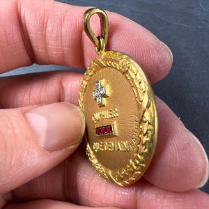 Augis French Plus Hier Ruby Diamond 18K Yellow Gold Plated Love Charm Pendant