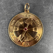 Load image into Gallery viewer, Yellow Gold Red Ruby Love Heart Spinning Arrow Yes No Decision Charm Pendant
