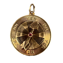 Load image into Gallery viewer, Yellow Gold Red Ruby Love Heart Spinning Arrow Yes No Decision Charm Pendant
