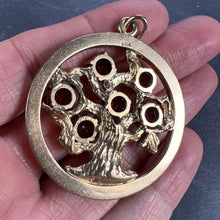 Load image into Gallery viewer, Large Yellow Gold Red Garnet Tree of Life Medallion Charm Pendant
