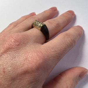 French 18K Gold Wood Diamond Philippine style Ring