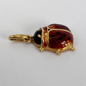 Ladybird 18K Yellow Gold Enamel Charm Pendant