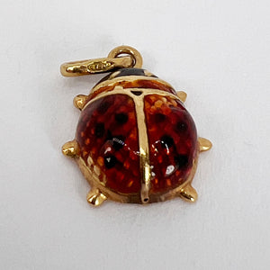 Ladybird 18K Yellow Gold Enamel Charm Pendant