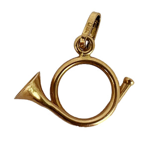 French Horn 18K Yellow Gold Charm Pendant