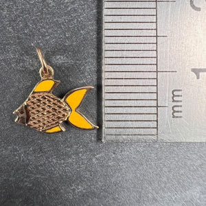Fish 18K Yellow Gold Enamel Charm Pendant