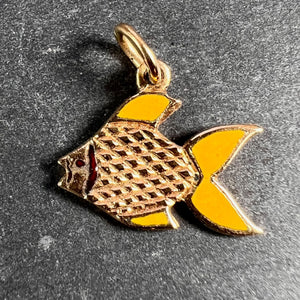 Fish 18K Yellow Gold Enamel Charm Pendant