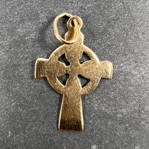 18K Yellow Gold Celtic Cross Charm Pendant