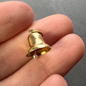 Ringing Bell 14K Yellow Gold Pearl Charm Pendant