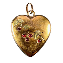 Load image into Gallery viewer, French 18K Yellow Gold Love Heart Cherries Charm Pendant
