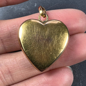 French 18K Yellow Gold Love Heart Cherries Charm Pendant